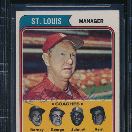 1974 Topps Baseball #236 Red Schoendienst Autographed Beckett Authentic p03188