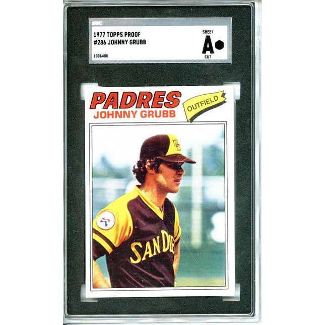 1977 Topps #286 Johnny Grubb 9 card progressive proof. 17a