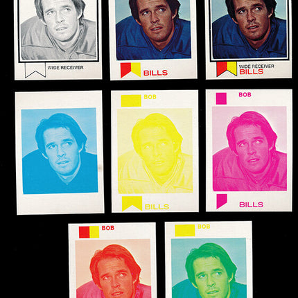 1973 Topps Football #336 Bob Chandler 8 Card Progressive Proof 73TFB47