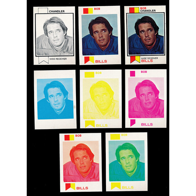 1973 Topps Football #336 Bob Chandler 8 Card Progressive Proof 73TFB47