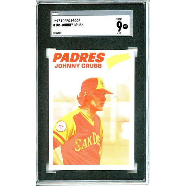 1977 Topps #286 Johnny Grubb 9 card progressive proof. 17a