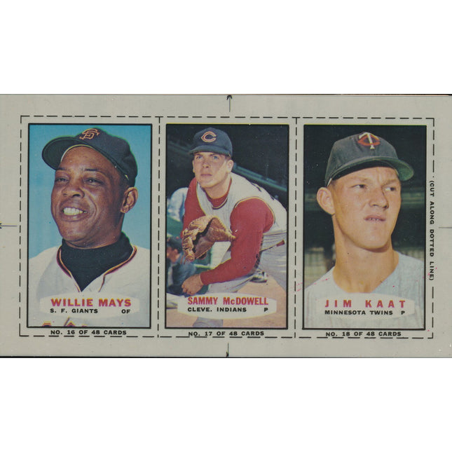 1967 Bazooka Panel #16-18 Acetate Proof Set of 4. Mays, McDowell, Kaat