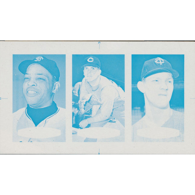 1967 Bazooka Panel #16-18 Acetate Proof Set of 4. Mays, McDowell, Kaat