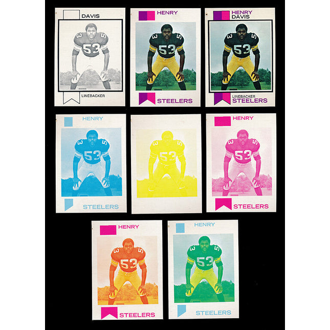 1973 Topps Football #332 Henry Davis 8 Card Progressive Proof 73TFB27