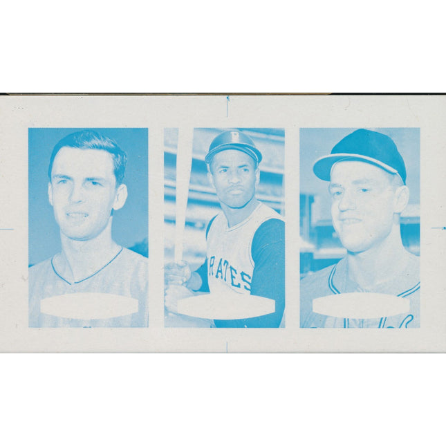 1967 Bazooka Panel #25-27 Acetate Proof Set of 4. Chance, Clemente, Cloninger