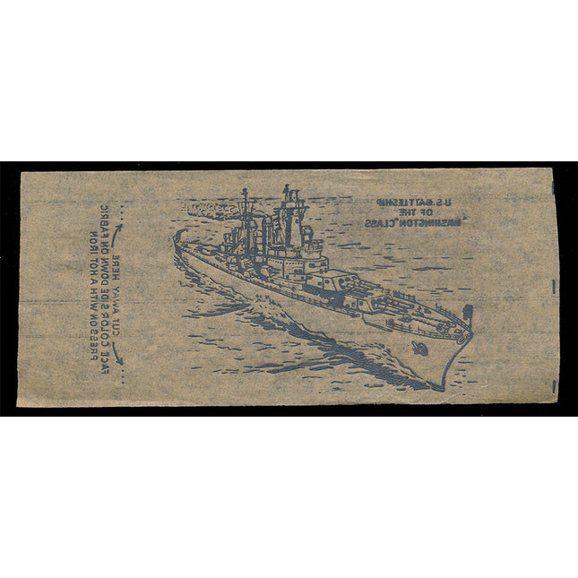 1940's Vintage Paper Iron On U.S.Battleship Washington Class Unused EX c06089