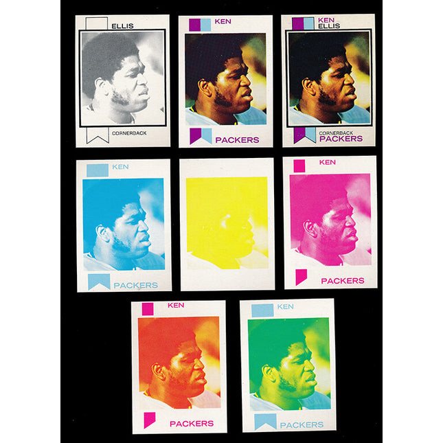 1973 Topps Football #340 Ken Ellis 8 Card Progressive Proof 73TFB59