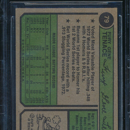1974 Topps Baseball #79 Gene Tennace Autographed Beckett Authentic p03196