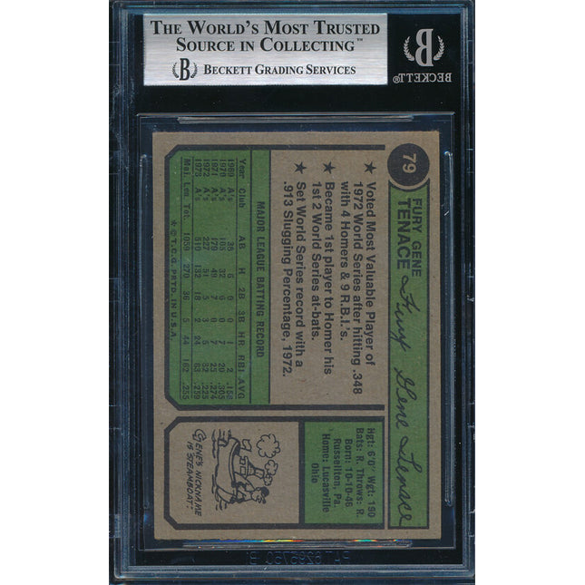 1974 Topps Baseball #79 Gene Tennace Autographed Beckett Authentic p03196