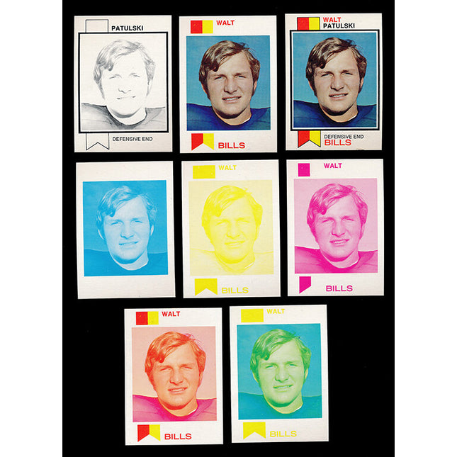 1973 Topps Football #293 Walt Patulski 8 Card Progressive Proof 73TFB40