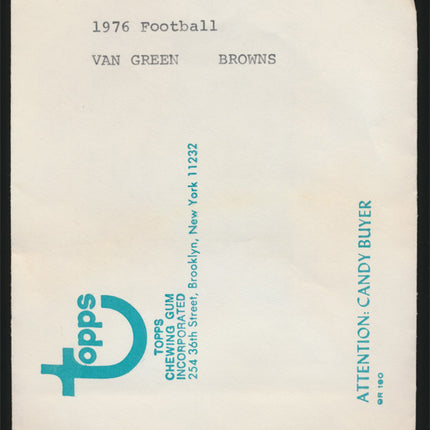 1976 Van Green Topps Final Transparency (1) Browns w/envelope tp00057