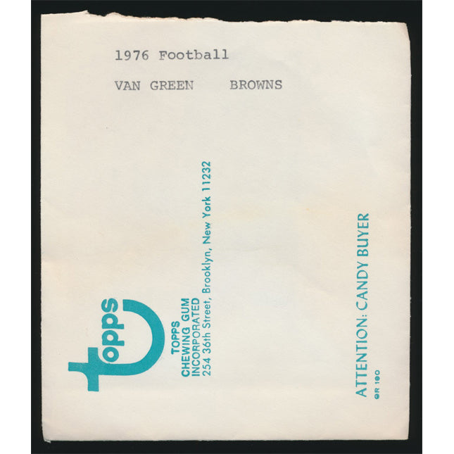 1976 Van Green Topps Final Transparency (1) Browns w/envelope tp00057