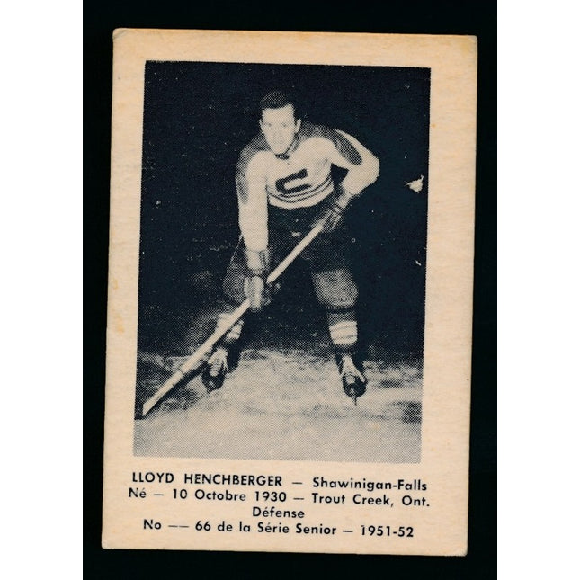 1951-1952 Laval Dairy QSHL Hockey #66 Lloyd henchberger Ex++ c04344