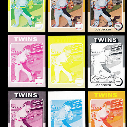 1975 Topps Baseball #102 Joe Decker 9 Card Progressive Proof 75TBB32
