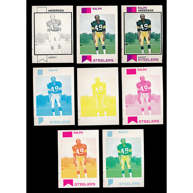 1973 Topps Football #357 Ralph Anderson 8 Card Progressive Proof 73TFB44