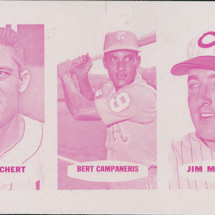 1967 Bazooka Panel #43-45 Acetate Proof Set of 4. Richert, Campaneris, Maloney