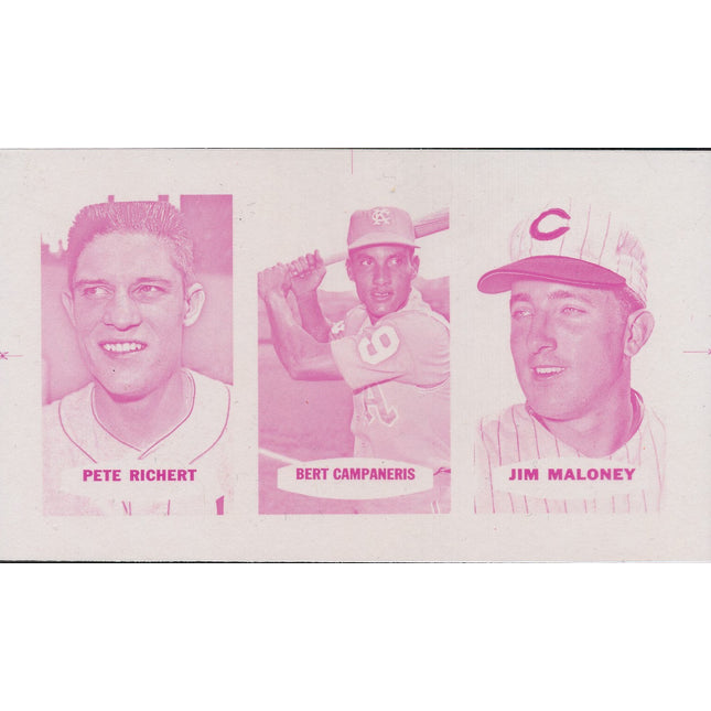 1967 Bazooka Panel #43-45 Acetate Proof Set of 4. Richert, Campaneris, Maloney