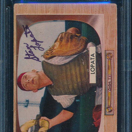 1955 Bowman Baseball #18 Stan Lopata autographed Beckett Authentic p03129