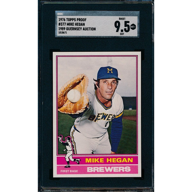 1976 Topps #377 Mike Hegan Progressive Proof set color variation SGC 76TBB62