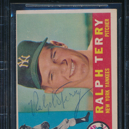 1960 Topps Baseball #96 Ralph Terry Autographed Beckett Authentic p03184