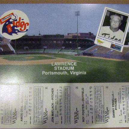 1969 Tidewater Tides Promotional Card Sheet by CANDL (5) Cards RARE (Nrmt) e0068