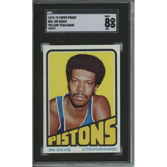 1972 Topps #51 Jim Davis 9 card progressive proof. Un-issued Yellow Team 49a