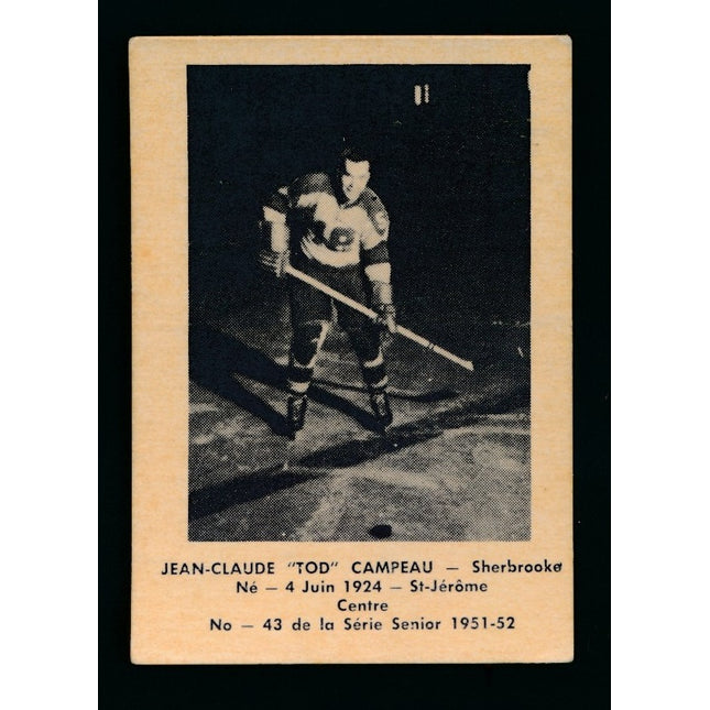 1951-1952 Laval Dairy QSHL Hockey #43 Jean Claude "Tod" Campeau Ex++ c04299