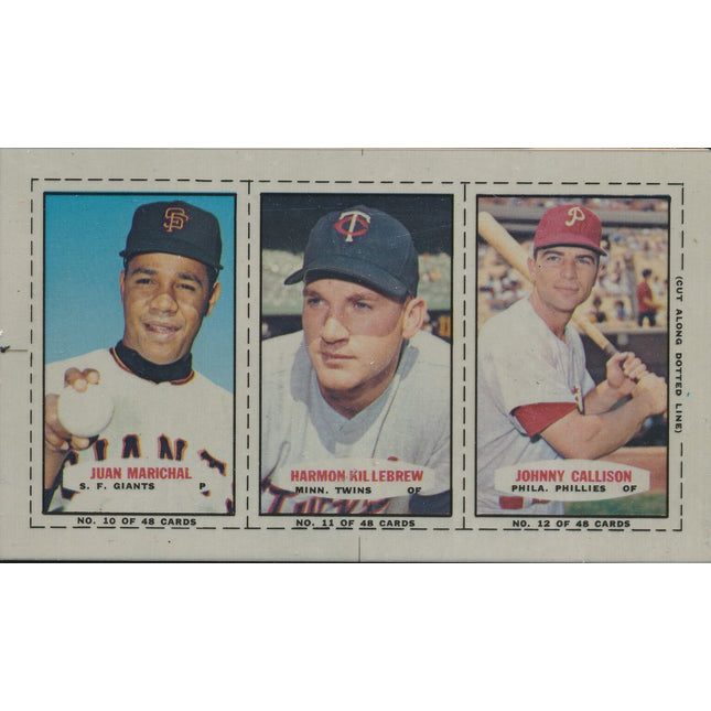 1967 Bazooka Panel #10-12 Acetate Proof Set of 4. Marichal, Killebrew, Callison