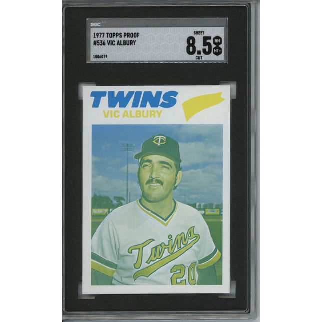 1977 Topps #536 Vic Albury Blue & Yellow proof a66-Blue/Yellow