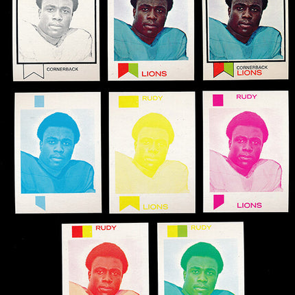 1973 Topps Football #331 Rudy Redmond 8 Card Progressive Proof 73TFB41
