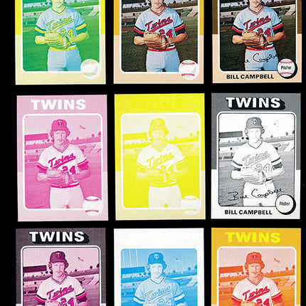 1975 Topps Baseball #226 Bill Campbell 9 Card Progressive Proof 75TBB28