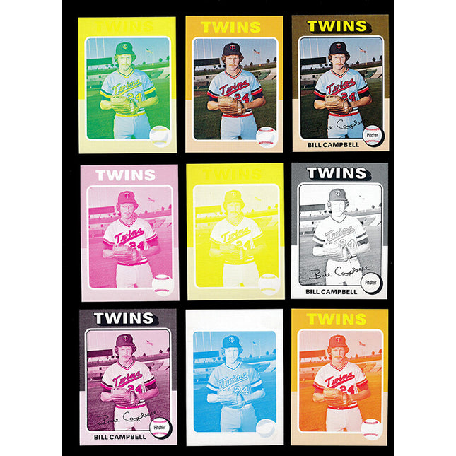 1975 Topps Baseball #226 Bill Campbell 9 Card Progressive Proof 75TBB28