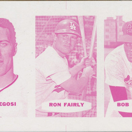 1967 Bazooka Panel #19-21 Acetate Proof Set of 4. Fregosi, Fairly, Bob Gibson