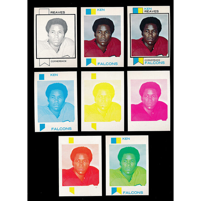 1973 Topps Football #308 Ken Reaves 8 Card Progressive Proof 73TFB53