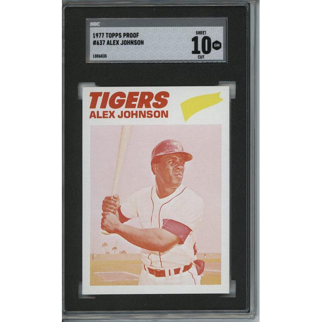 1977 Topps #637 Alex Johnson 9 card progressive proof. 50a