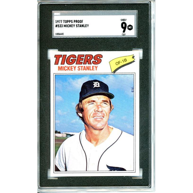 1977 Topps #533 Mickey Stanley 9 card progressive proof. 10a