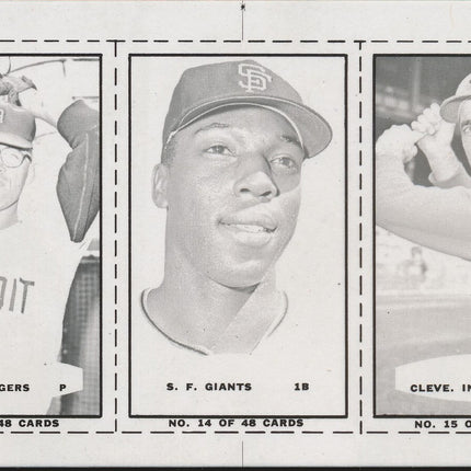 1967 Bazooka Panel #13-15 Acetate Proof Set of 4. McLain, McCovey, Colavito