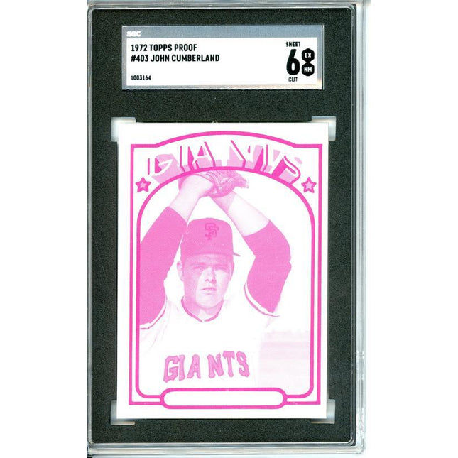 1972 Topps #403 John  Cumberland 6 card progressive proof. 66a