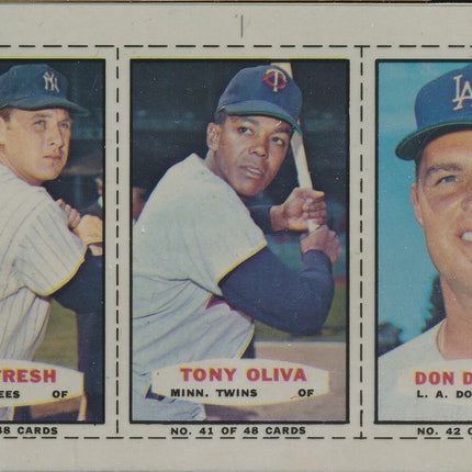 1967 Bazooka Panel #40-42 Acetate Proof Set of 4. Tresh, Oliva, Drysdale