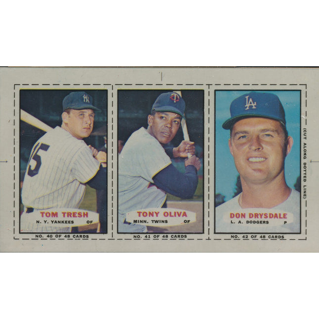 1967 Bazooka Panel #40-42 Acetate Proof Set of 4. Tresh, Oliva, Drysdale