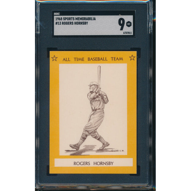 1968 Sports Memorabilia Baseball #13 Rogers Hornsby SGC 9 MT p03046 Low Pop