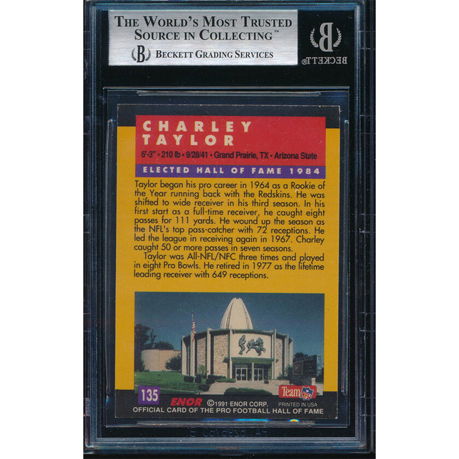 1991 Enor Football #135 Charley Taylor Autographed Beckett Authentic p03232