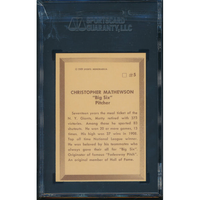 1968 Sports Memorabilia Baseball #5 Christy Mathewson  SGC 7 NM p03040
