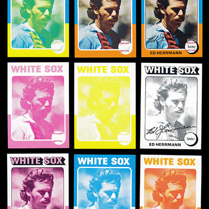 1975 Topps Baseball #219 Ed Hermann 9 Card Progressive Proof 75TBB53