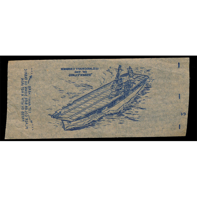 1940's Vintage Paper Iron On U.S. Aircraft Carrier "Essex" Unused (EX) c060778