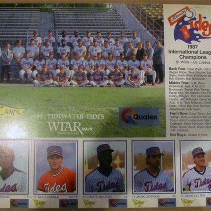 1987 Tidewater Tides Promotional Card Sheet by CANDL (5) Cards RARE (Nrmt) e0066