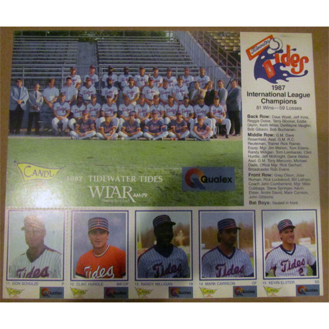 1987 Tidewater Tides Promotional Card Sheet by CANDL (5) Cards RARE (Nrmt) e0066