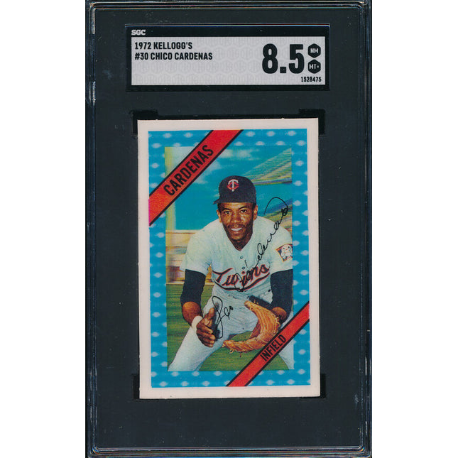 1972 Kellogg's Baseball #30 Chico Cardenas  SGC 8.5 NM/MT+ p03079