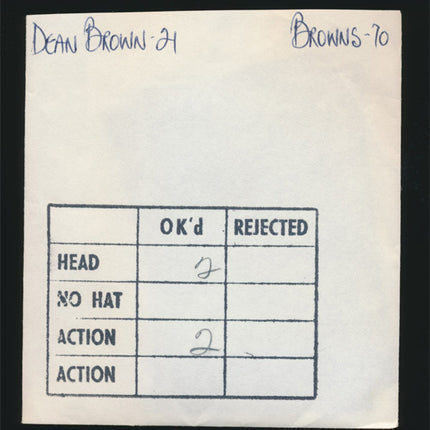 1970 Dean Brown Topps Original Transparencies (4) Browns w/envelope tp00014