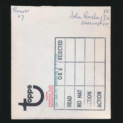 1969 John Garlington Topps Original Transparencies (2) Browns w/envelope tp00009